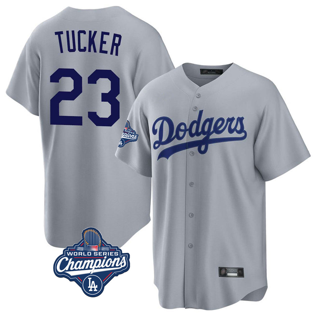 tocy LA.Dodgers #23 Kyle Tucker Player Gray World Series Meet Game Stitched Jerseys