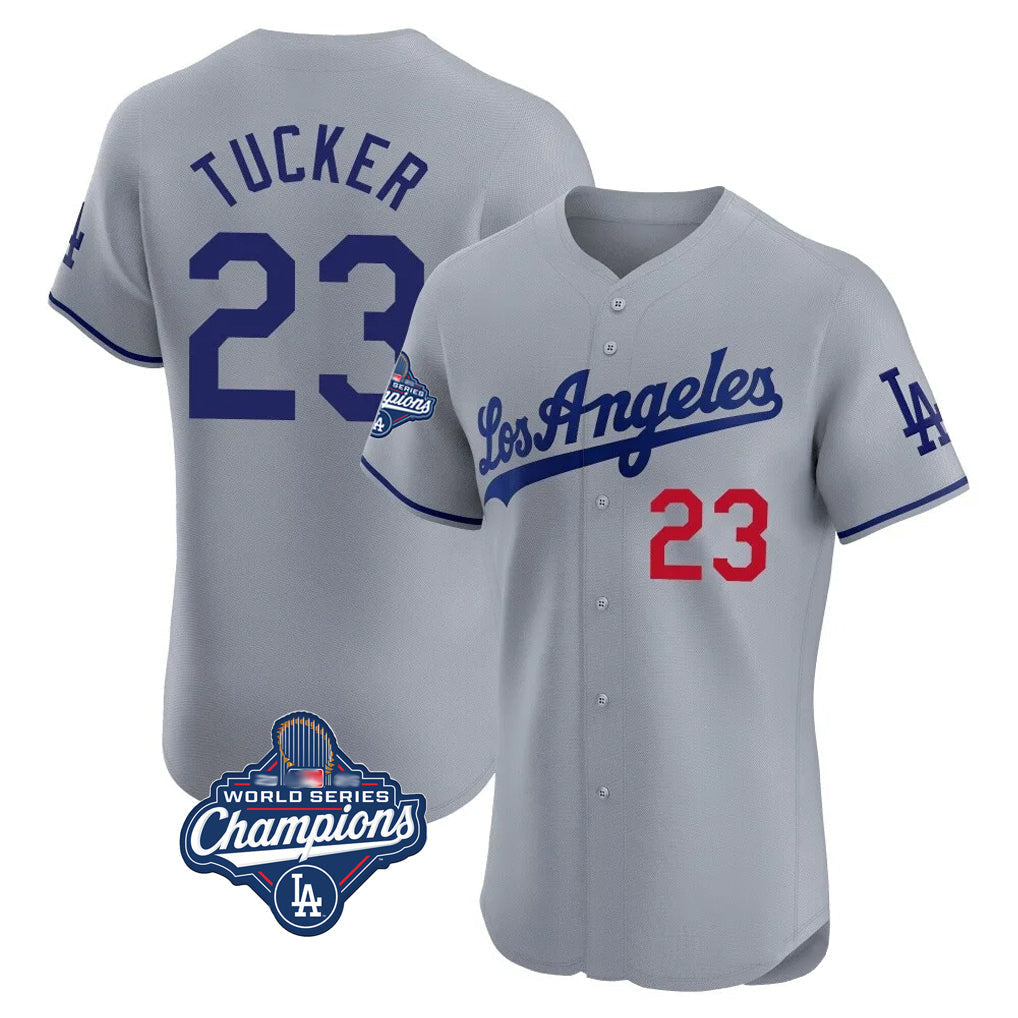 tocy LA.Dodgers #23 Kyle Tucker Player Gray World Series Meet Limited Elite Home Stitched Jerseys