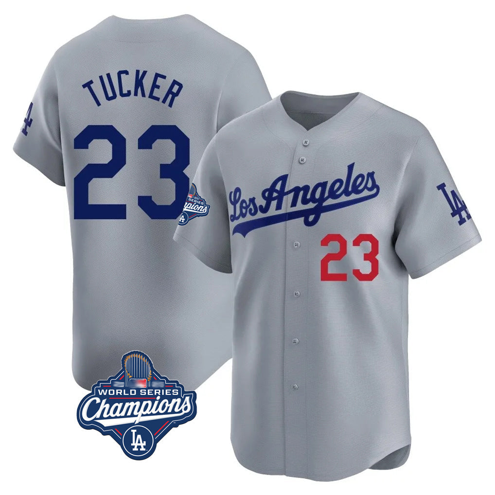 tocy LA.Dodgers #23 Kyle Tucker Player Gray World Series Meet Limited Home Stitched Jerseys