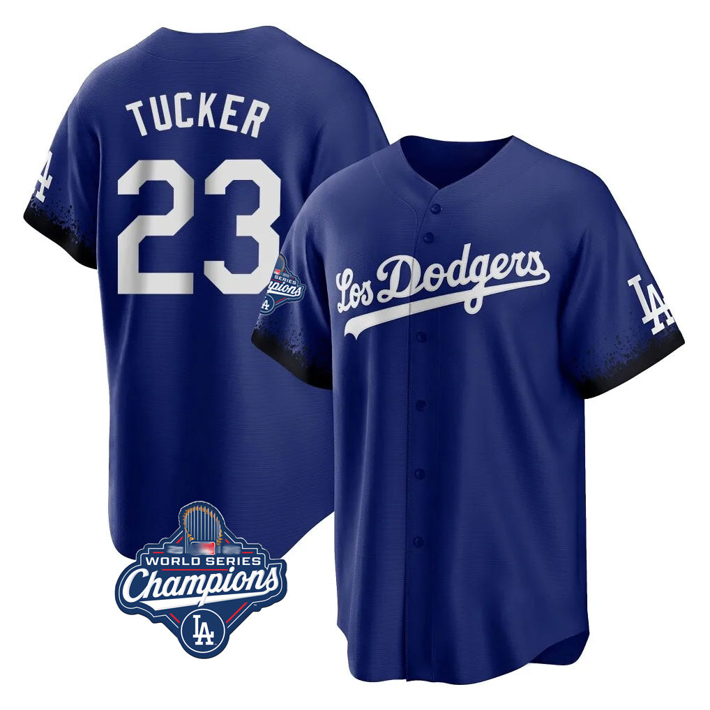 tocy LA.Dodgers #23 Kyle Tucker Player Royal World Series Meet City Connect Home Game Stitched Jerseys