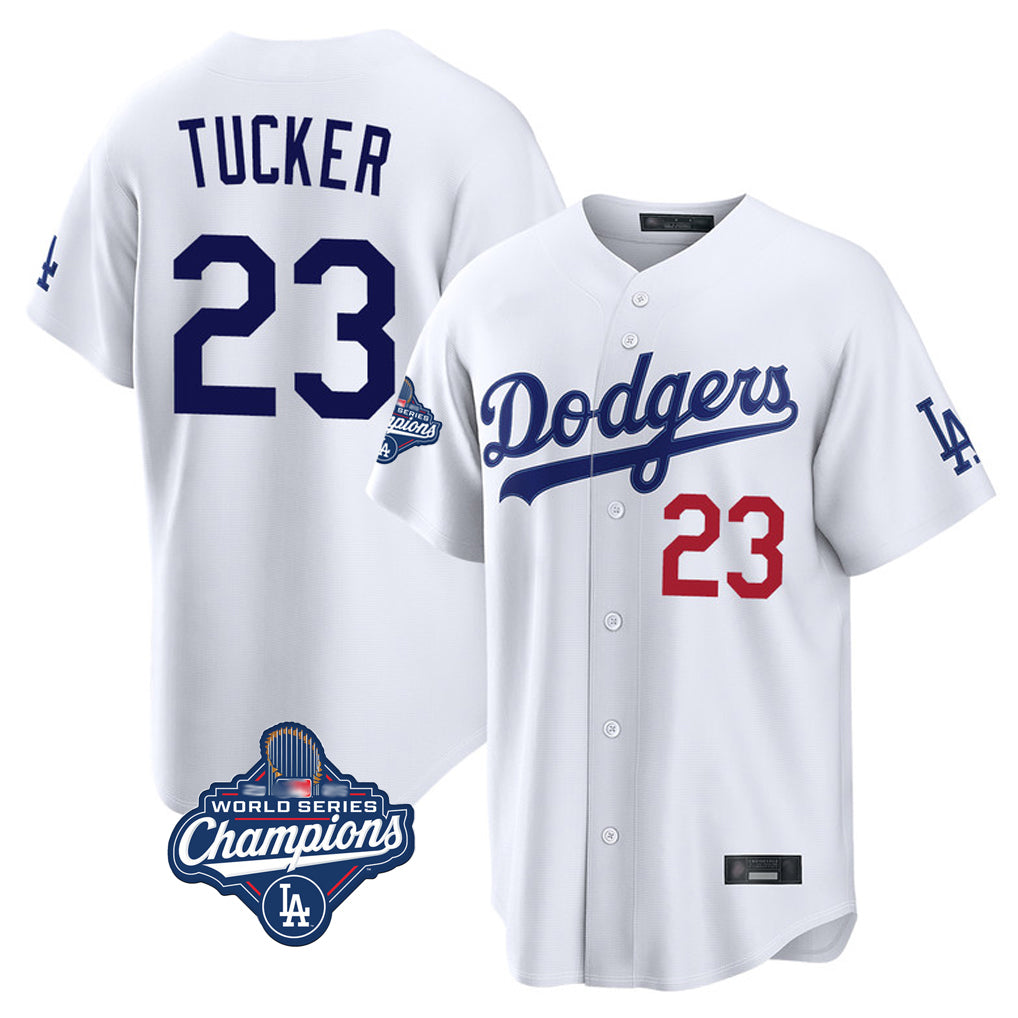 tocy LA.Dodgers #23 Kyle Tucker Player White World Series Meet Home Game Stitched Jerseys
