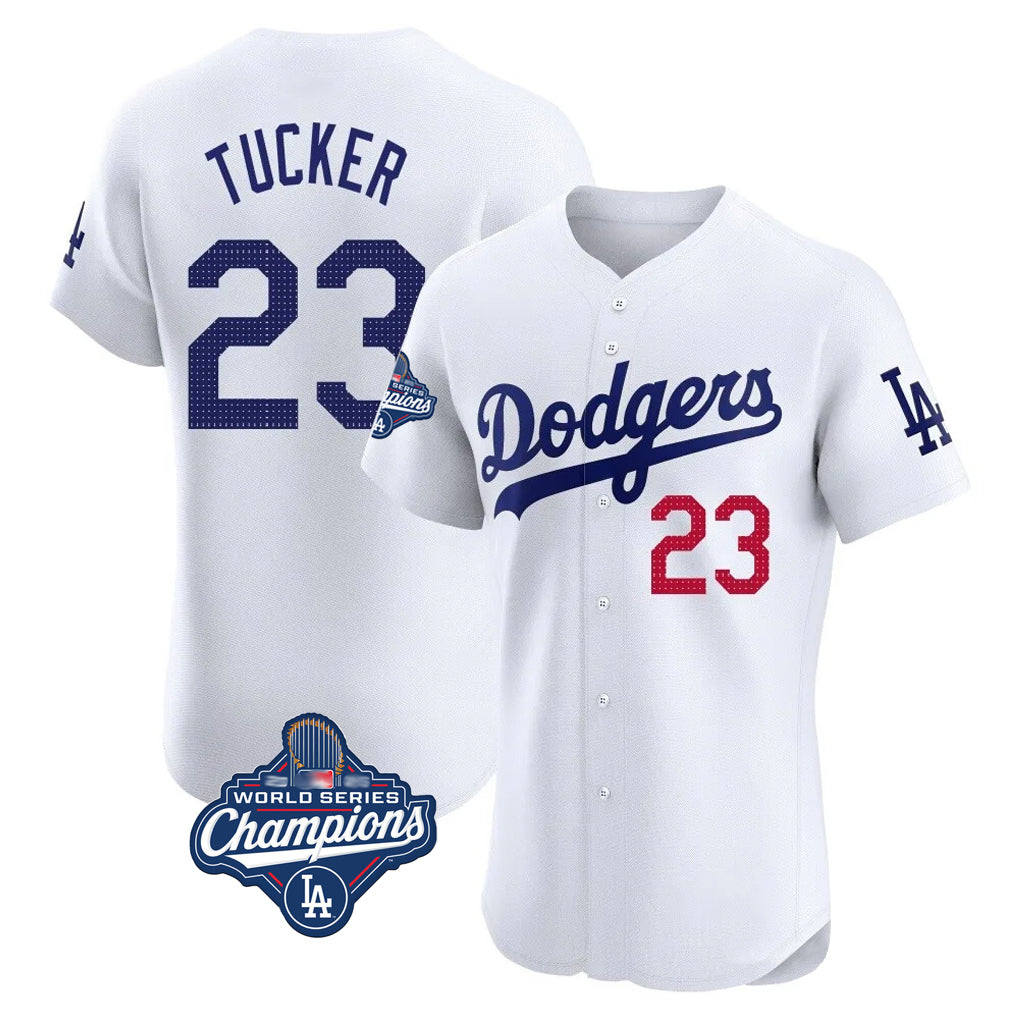 tocy LA.Dodgers #23 Kyle Tucker Player White World Series Meet  Limited Elite Home Stitched Jerseys