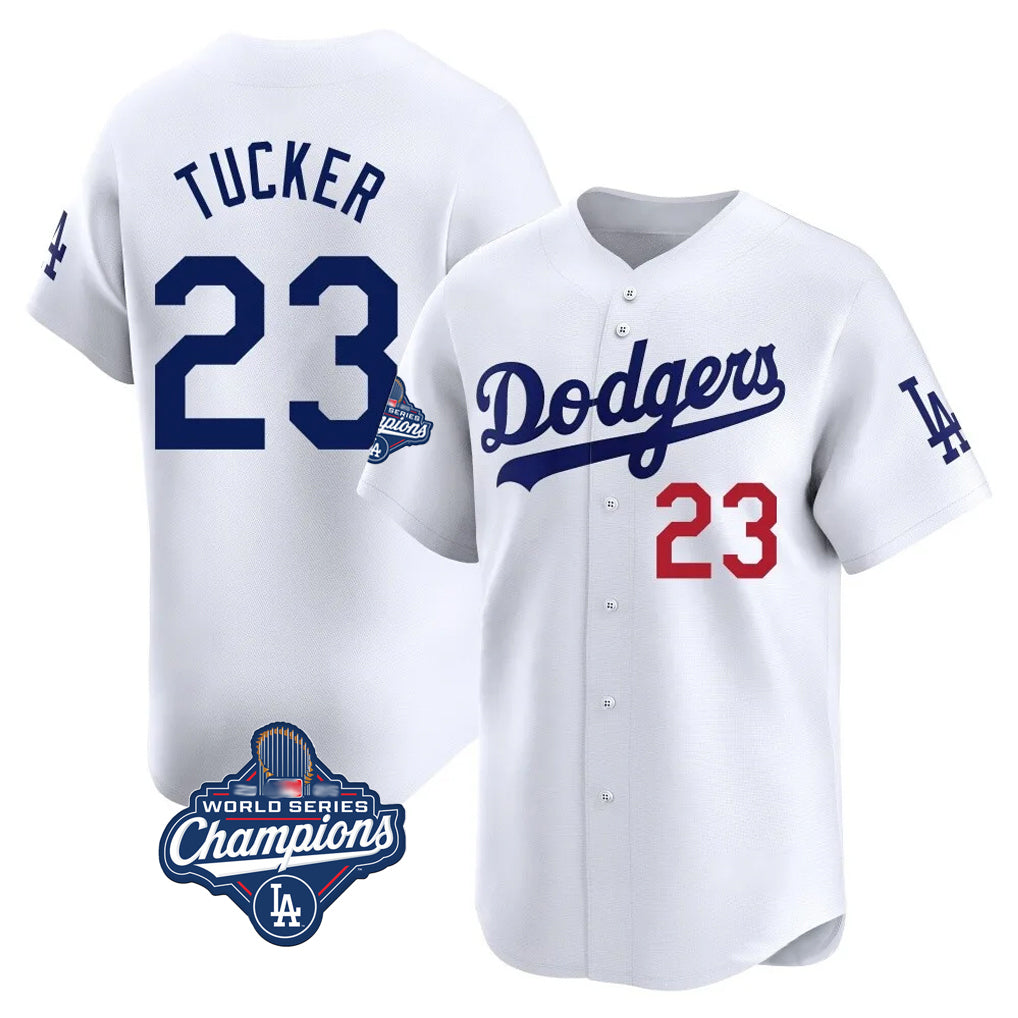 tocy LA.Dodgers #23 Kyle Tucker Player White World Series Meet Limited Home Stitched Jerseys