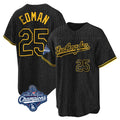 tocy LA.Dodgers #25 Tommy Edman Player Black World Series Meet Snake Skin City Game Home Stitched Jerseys