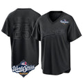 tocy LA.Dodgers #25 Tommy Edman Player Black World Series Pitch Fashion T-shirt Stitched Jerseys