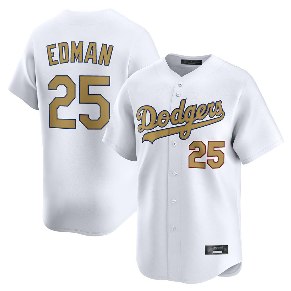 tocy LA.Dodgers #25 Tommy Edman Player Gold Collection Limited Home Stitched Jerseys