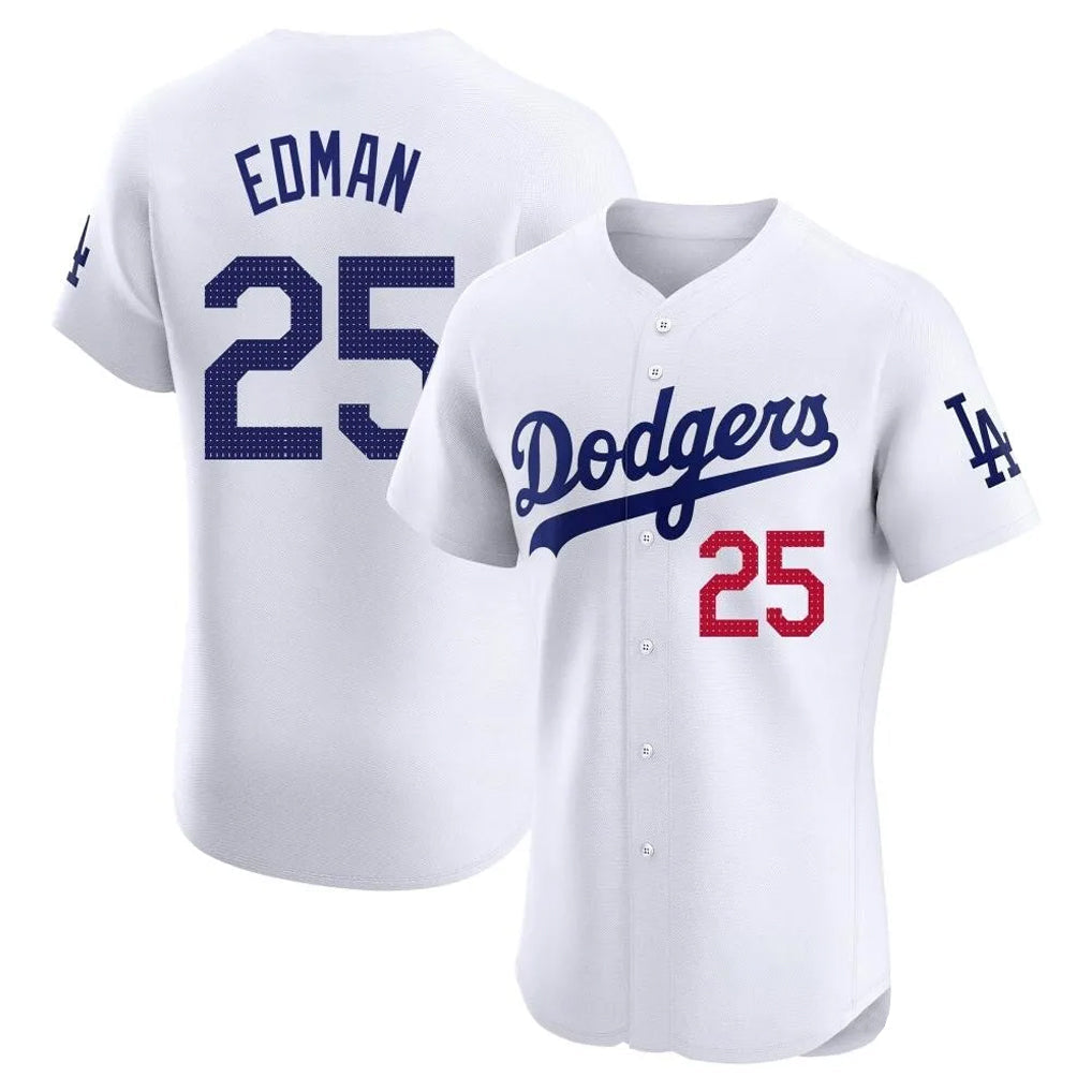 tocy LA.Dodgers #25 Tommy Edman Player Gold White Limited Elite Home Stitched Jerseys
