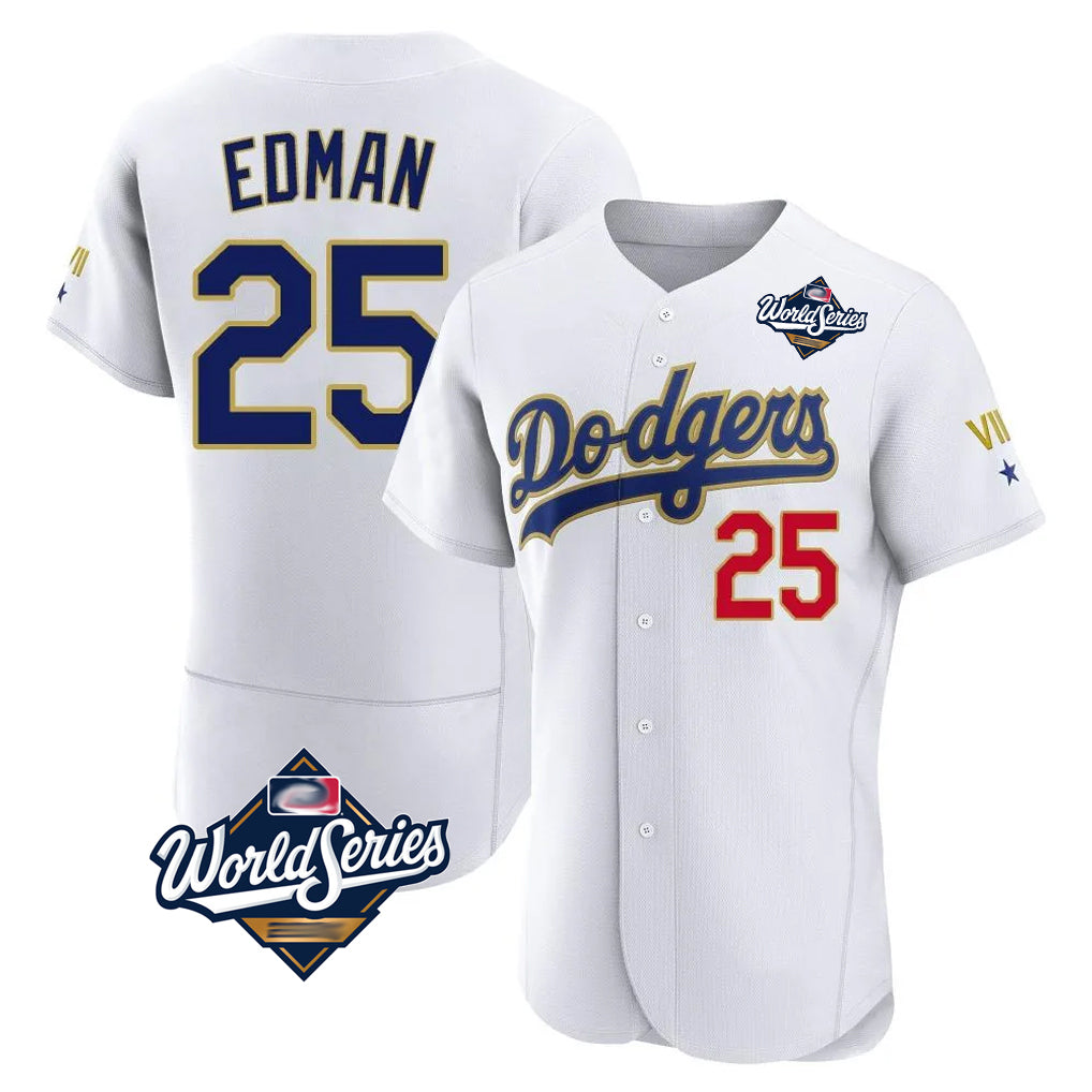 tocy LA.Dodgers #25 Tommy Edman Player Gold White World Series 2026 Collection Stadium Limited Elite Stitched Jerseys