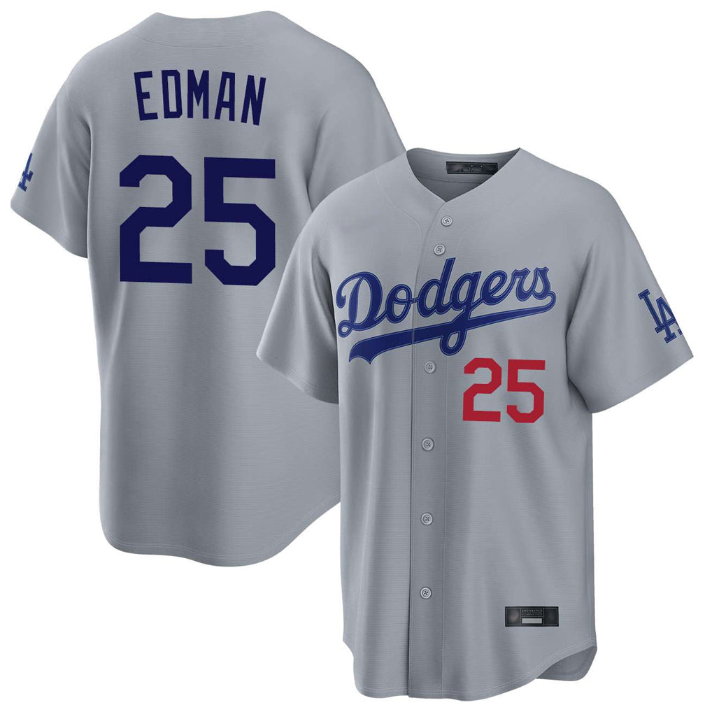 tocy LA.Dodgers #25 Tommy Edman Player Gray Game Home Stitched Jerseys