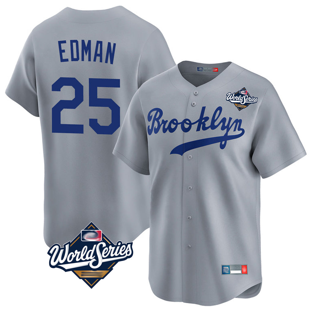 tocy LA.Dodgers #25 Tommy Edman Player Gray World Series Game Limited Home Stitched Jerseys