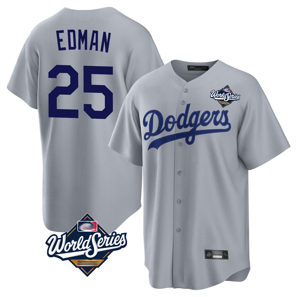 tocy LA.Dodgers #25 Tommy Edman Player Gray World Series Game Stitched Jerseys