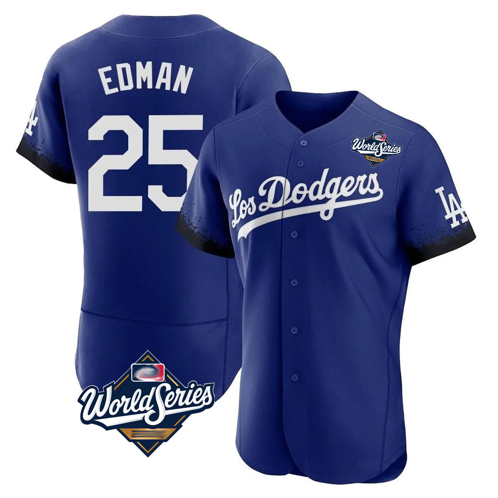 tocy LA.Dodgers #25 Tommy Edman Player Royal World Series City Connect Elite Home Stitched Jerseys