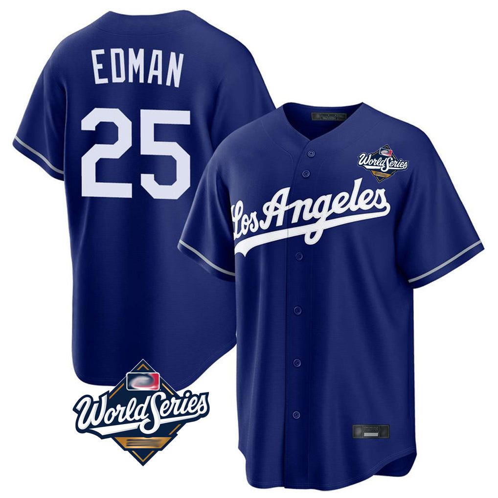 tocy LA.Dodgers #25 Tommy Edman Player Royal World Series Game Stitched Jerseys