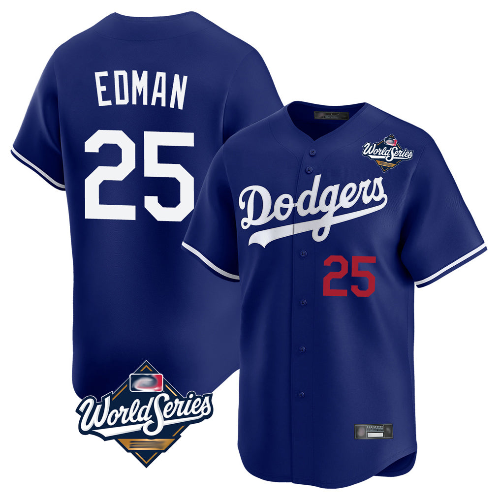 tocy LA.Dodgers #25 Tommy Edman Player Royal World Series Limited Home Stitched Jerseys
