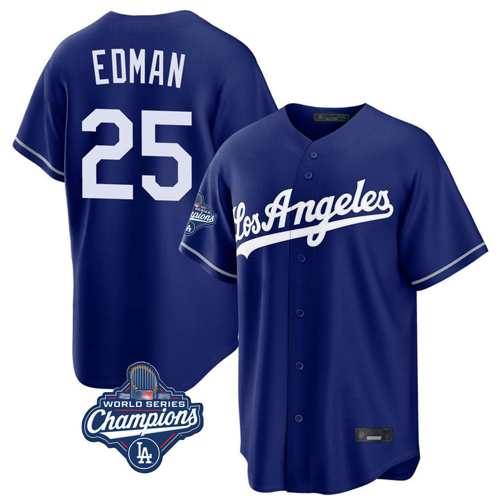 tocy LA.Dodgers #25 Tommy Edman Player Royal World Series Meet Game Stitched Jerseys