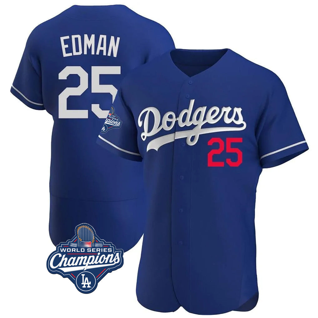 tocy LA.Dodgers #25 Tommy Edman Player Royal World Series Meet Limited Elite Home Stitched Jerseys