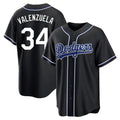 tocy LA.Dodgers #34 Fernando Valenzuela Player Black Carbon Limited Home Stitched Jerseys