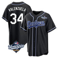 tocy LA.Dodgers #34 Fernando Valenzuela Player Black World Series Carbon Limited Home Stitched Jerseys
