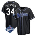 tocy LA.Dodgers #34 Fernando Valenzuela Player Black World Series Meet Carbon Limited Home Stitched Jerseys
