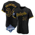 tocy LA.Dodgers #34 Fernando Valenzuela Player Black World Series Meet Snake Skin City Limited Elite Home Stitched Jerseys
