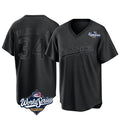 tocy LA.Dodgers #34 Fernando Valenzuela Player Black World Series Pitch Fashion T-shirt Stitched Jerseys