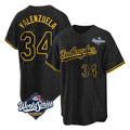 tocy LA.Dodgers #34 Fernando Valenzuela Player Black World Series Snake Skin City Game Home Stitched Jerseys