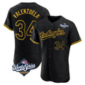 tocy LA.Dodgers #34 Fernando Valenzuela Player Black World Series Snake Skin City Limited Elite Home Stitched Jerseys