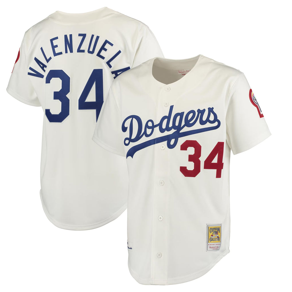 tocy LA.Dodgers #34 Fernando Valenzuela Player Cream Throwback Vapor Limited Stitched Jerseys