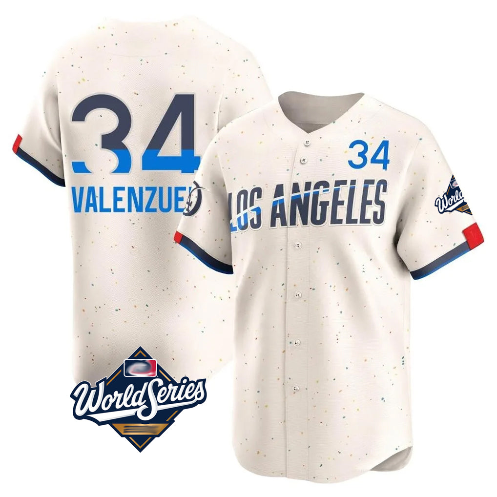 tocy LA.Dodgers #34 Fernando Valenzuela Player Cream World Series City Connect Limited Home Stitched Jerseys