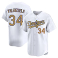 tocy LA.Dodgers #34 Fernando Valenzuela Player Gold Collection Limited Home Stitched Jerseys