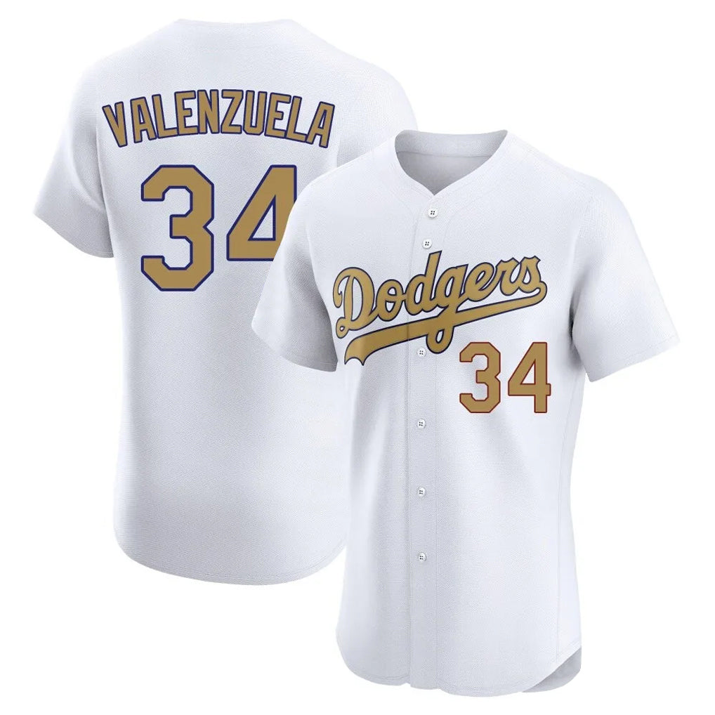tocy LA.Dodgers #34 Fernando Valenzuela Player Gold Limited Elite Home Stitched Jerseys