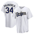 tocy LA.Dodgers #34 Fernando Valenzuela Player Gold White 2026 Collection Stadium Game Stitched Jerseys