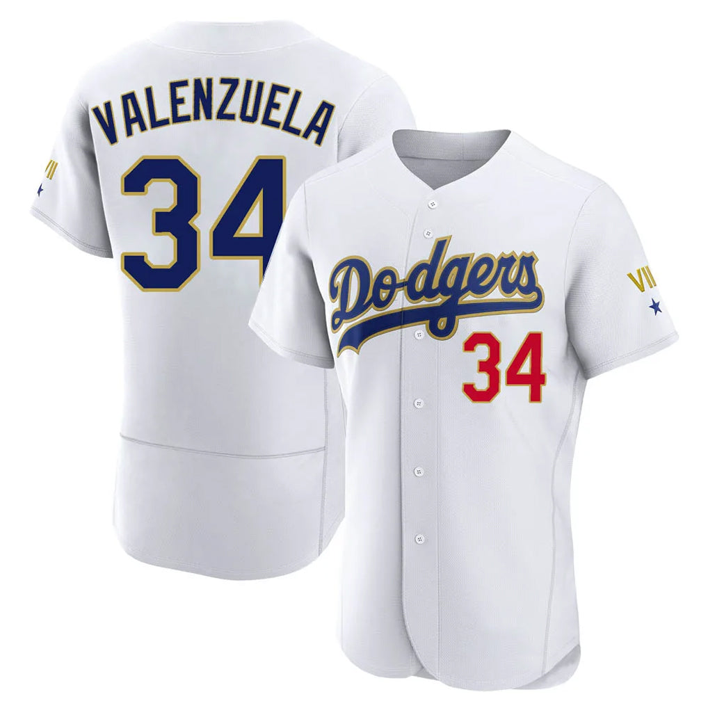 tocy LA.Dodgers #34 Fernando Valenzuela Player Gold White 2026 Collection Stadium Limited Elite Stitched Jerseys