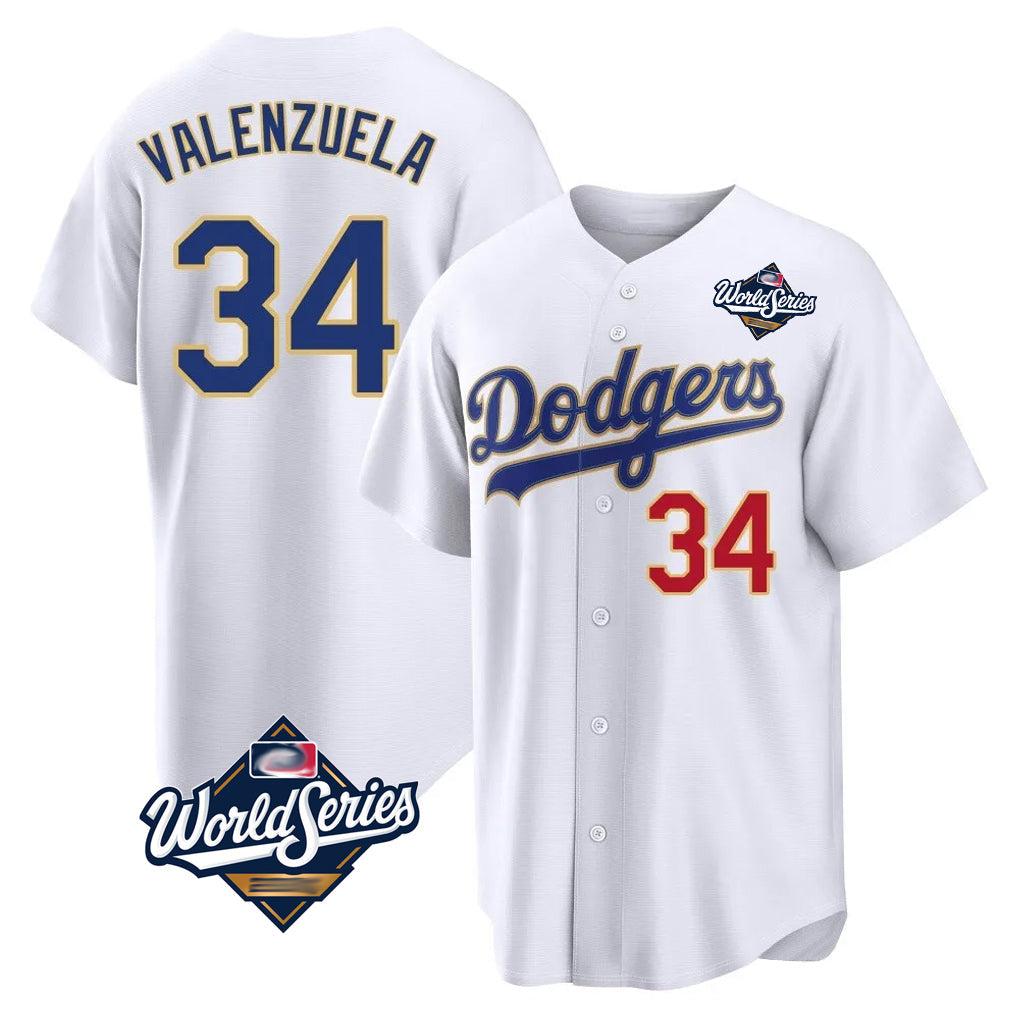 tocy LA.Dodgers #34 Fernando Valenzuela Player Gold White World Series 2026 Collection Stadium Limited Stitched Jerseys