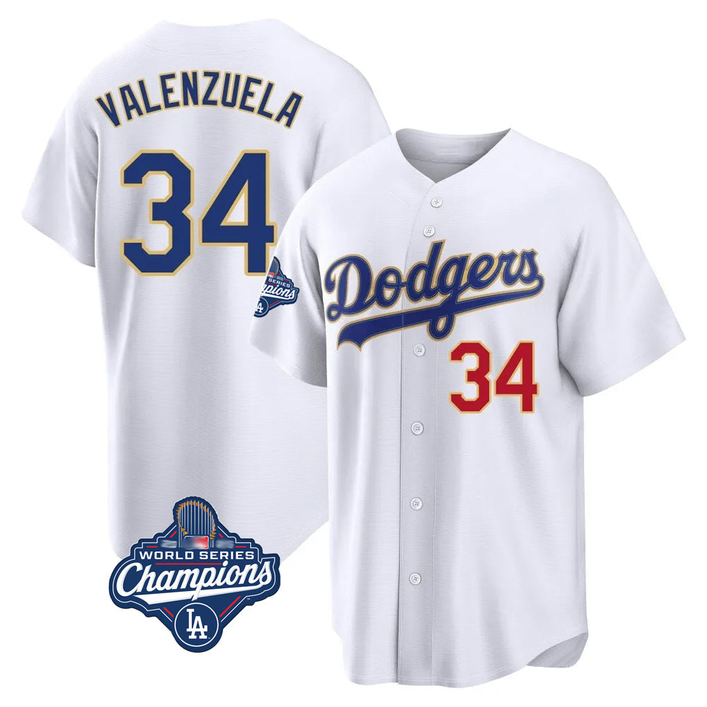 tocy LA.Dodgers #34 Fernando Valenzuela Player Gold White World Series Meet 2026 Collection Stadium Limited Stitched Jerseys