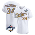 tocy LA.Dodgers #34 Fernando Valenzuela Player Gold World Series Limited Elite Home Stitched Jerseys