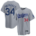 tocy LA.Dodgers #34 Fernando Valenzuela Player Gray Game Home Stitched Jerseys