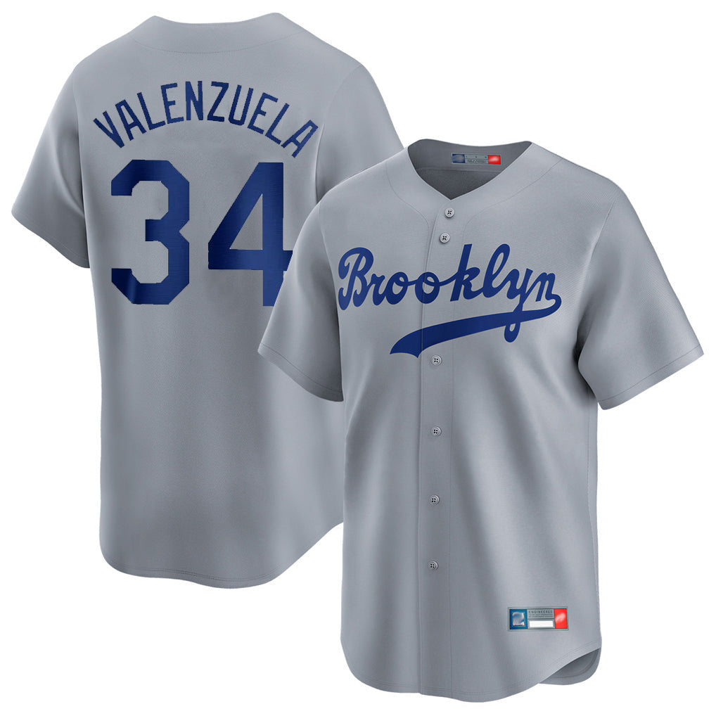 tocy LA.Dodgers #34 Fernando Valenzuela Player Gray Game Limited Home Stitched Jerseys