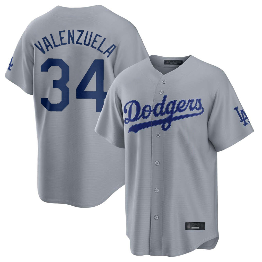 tocy LA.Dodgers #34 Fernando Valenzuela Player Gray Game Stitched Jerseys