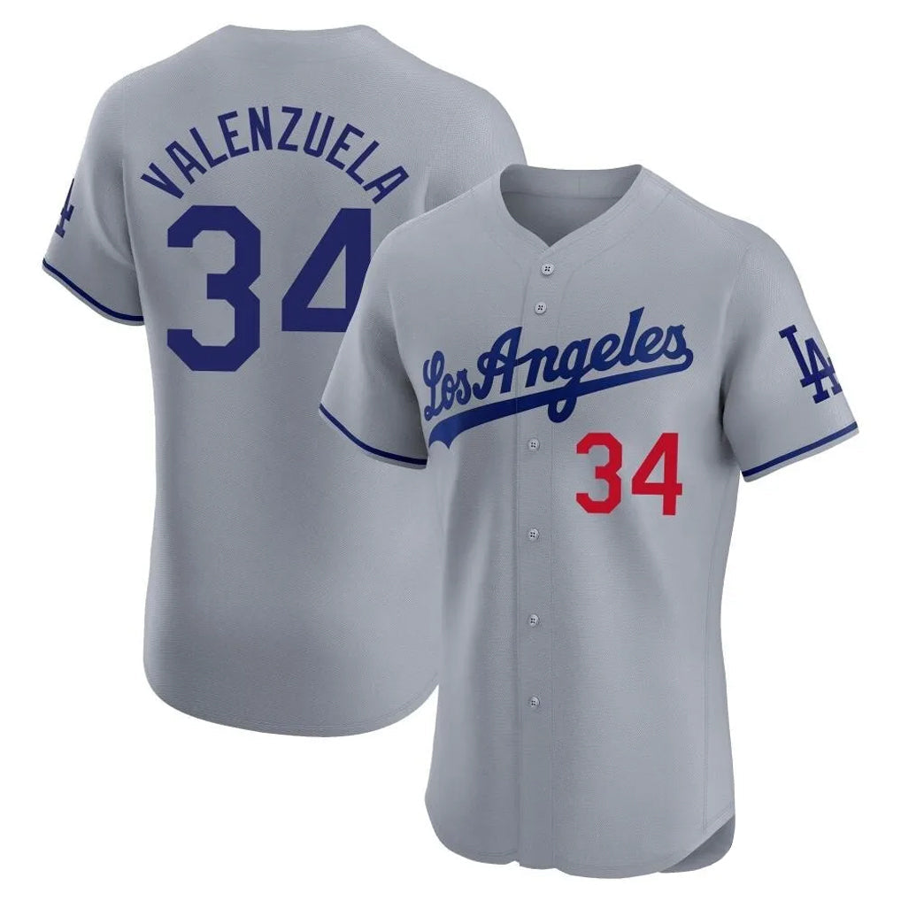 tocy LA.Dodgers #34 Fernando Valenzuela Player Gray Limited Elite Home Stitched Jerseys