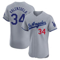 tocy LA.Dodgers #34 Fernando Valenzuela Player Gray Limited Elite Home Stitched Jerseys