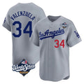 tocy LA.Dodgers #34 Fernando Valenzuela Player Gray World Series Limited Home Stitched Jerseys
