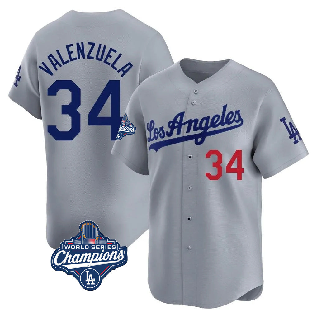 tocy LA.Dodgers #34 Fernando Valenzuela Player Gray World Series Meet Limited Home Stitched Jerseys