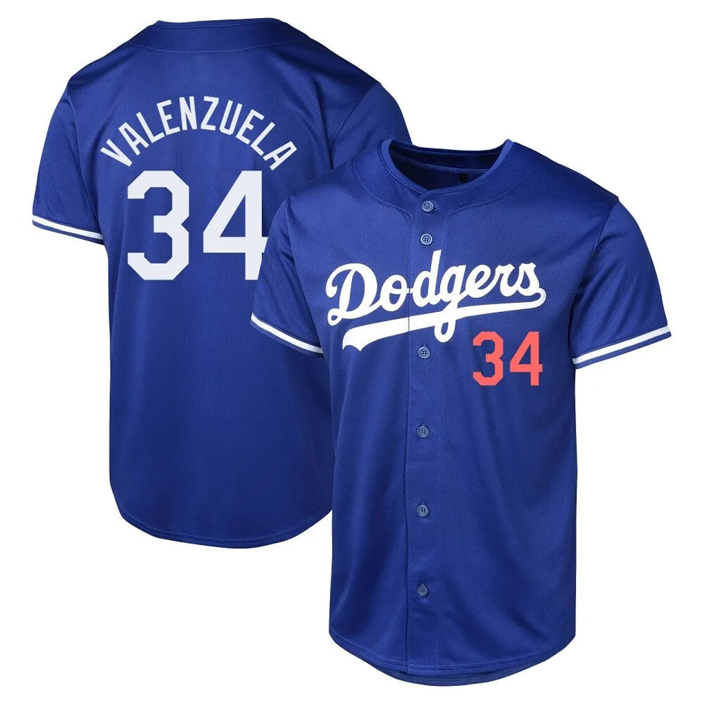 tocy LA.Dodgers #34 Fernando Valenzuela Player Royal Limited World Series Stitched Jerseys