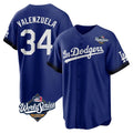 tocy LA.Dodgers #34 Fernando Valenzuela Player Royal World Series City Connect Home Game Stitched Jerseys