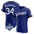 tocy LA.Dodgers #34 Fernando Valenzuela Player Royal World Series Meet City Connect Elite Home Stitched Jerseys