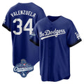 tocy LA.Dodgers #34 Fernando Valenzuela Player Royal World Series Meet City Connect Home Game Stitched Jerseys