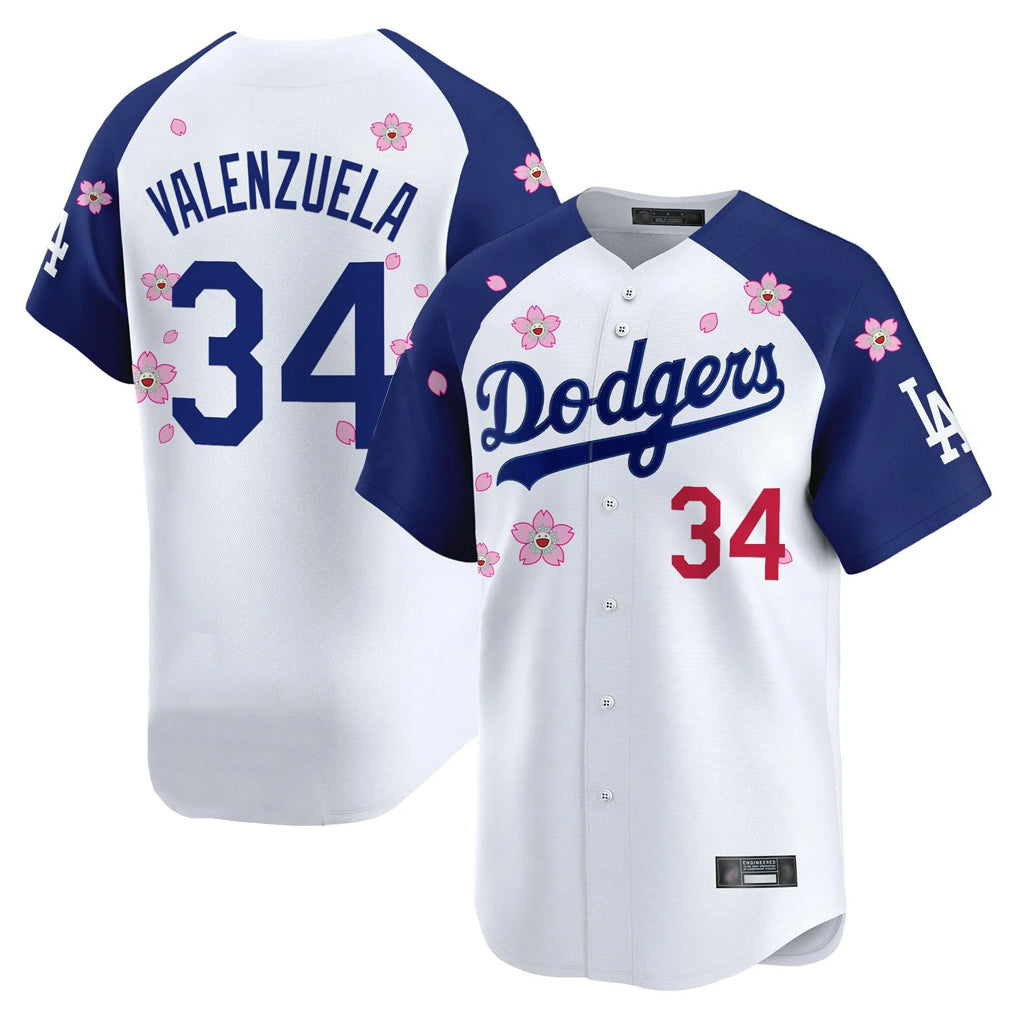 tocy LA.Dodgers #34 Fernando Valenzuela Player White-Royal Tokyo Series Vapor Premier Limited Stitched Jerseys
