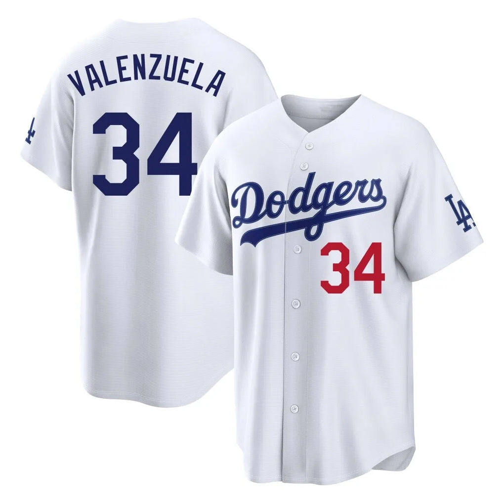 tocy LA.Dodgers #34 Fernando Valenzuela Player White Home Game Stitched Jerseys