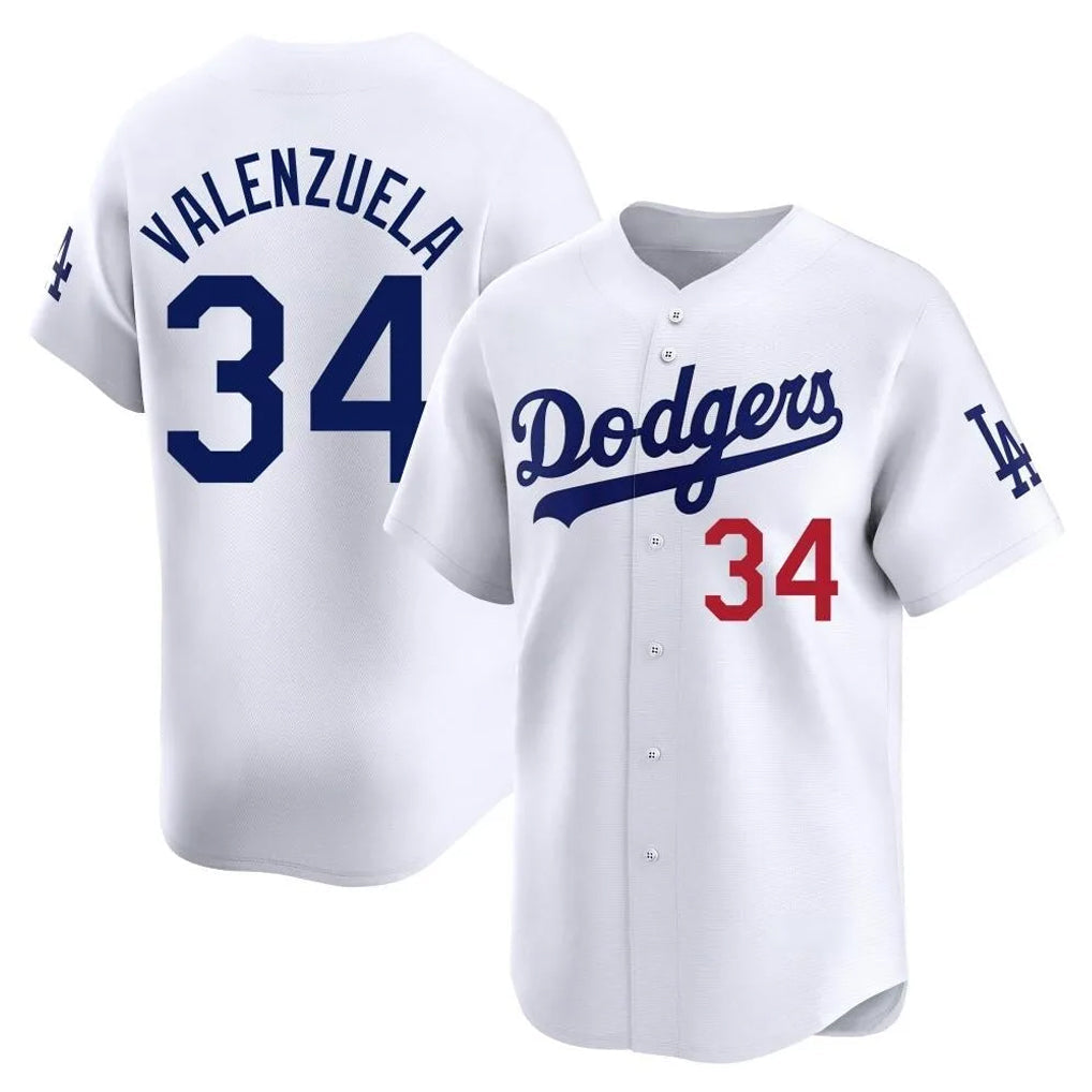 tocy LA.Dodgers #34 Fernando Valenzuela Player White Limited Home Stitched Jerseys
